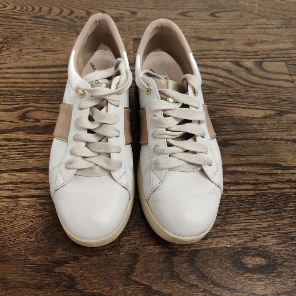 Women's White and Tan Sneakers